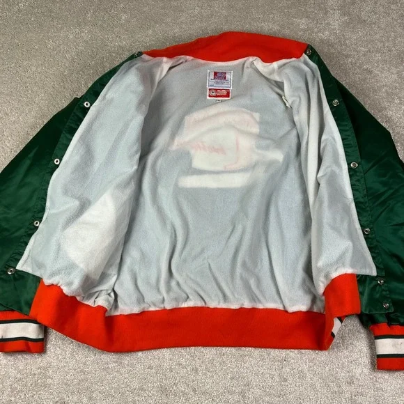 VINTAGE Miami Hurricanes Stitch Count Jacket XL Green Rare 90s Made In USA VTG - Picture 3 of 11